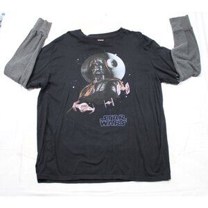 Star Wars Darth Vader Mens Long Sleeve Graphic T-Shirt 2X Raglan Style Black & G
